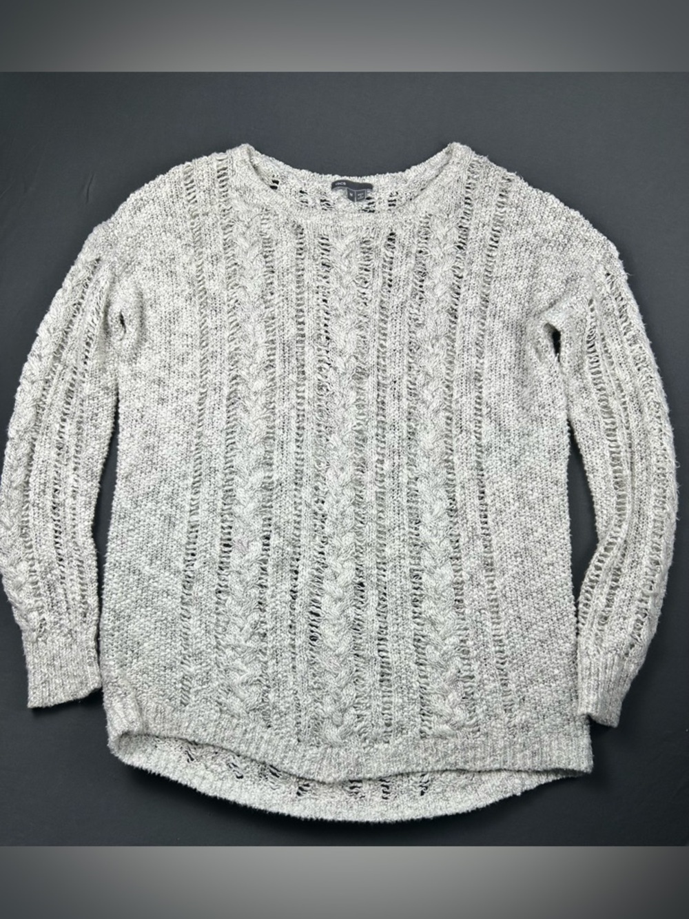 Vince Light Gray Open Knit Crewneck Sweater (C0099)
